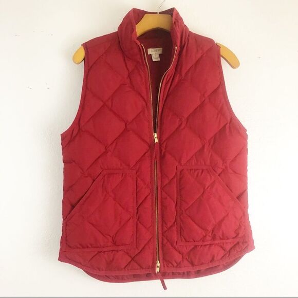 J. Crew  Quilted Puffer Red Vest Size Small - Picture 2 of 6